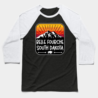 Belle Fourche South Dakota Vintage Mountain Sunset Baseball T-Shirt